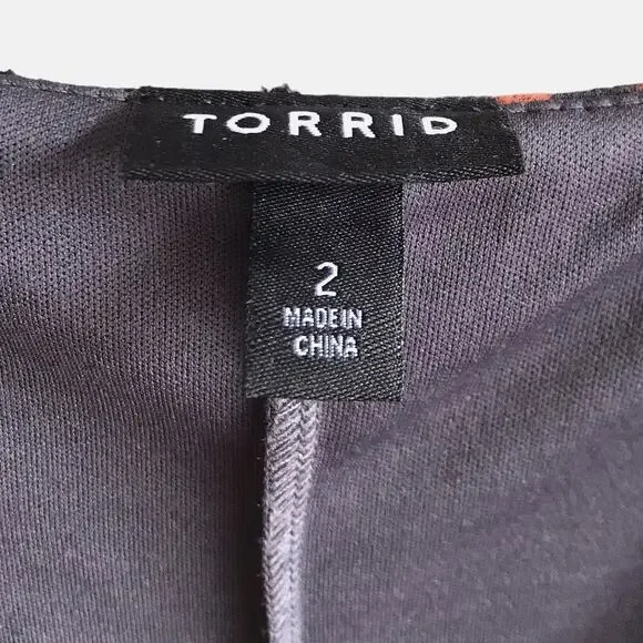 Torrid Faux Wrap High Low Midi Dress Size 2X Swiss Dot Floral Flutter Sleeves - Picture 5 of 16